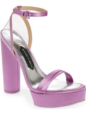 NWB! Jessica Rich - Love Purple Satin Platform Heels with Ankle Strap - Size 9